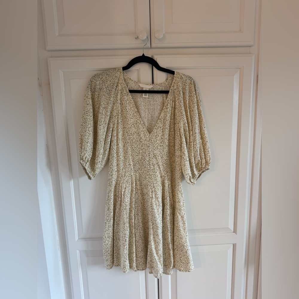 H&M Cream Floral Long Sleeve Dress - Picture 3 of 5
